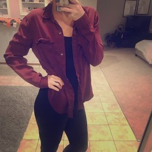 Red collar shirt button down